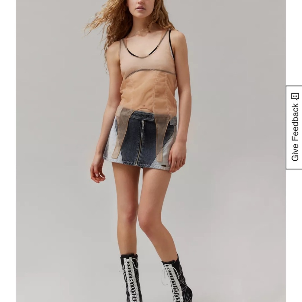 BDG Suki Racer Moto Denim Micro Mini Skirt